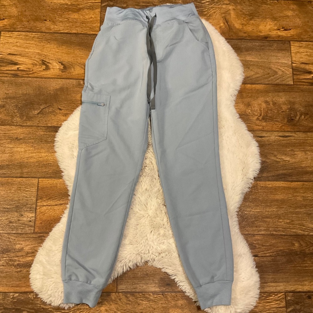 FIGS Technical Size XS Scrub Jogger Pants Women's Light Blue Drawstring